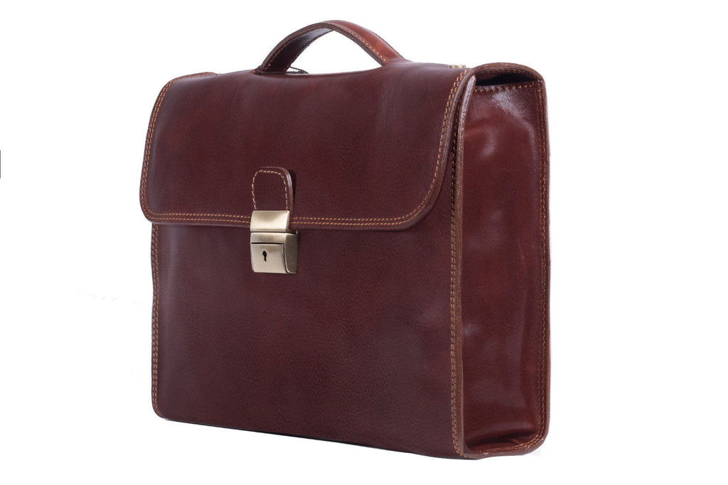 Aktentasche Braun Leder Seitenansicht | Henk's Brief
