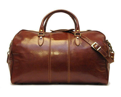 Reisetasche aus braunem Kalbsleder Frontansicht