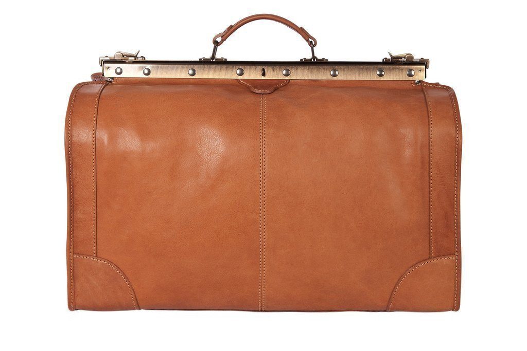 Doktortasche aus braunem Kalbsleder Frontansicht | Doctor's Duffle